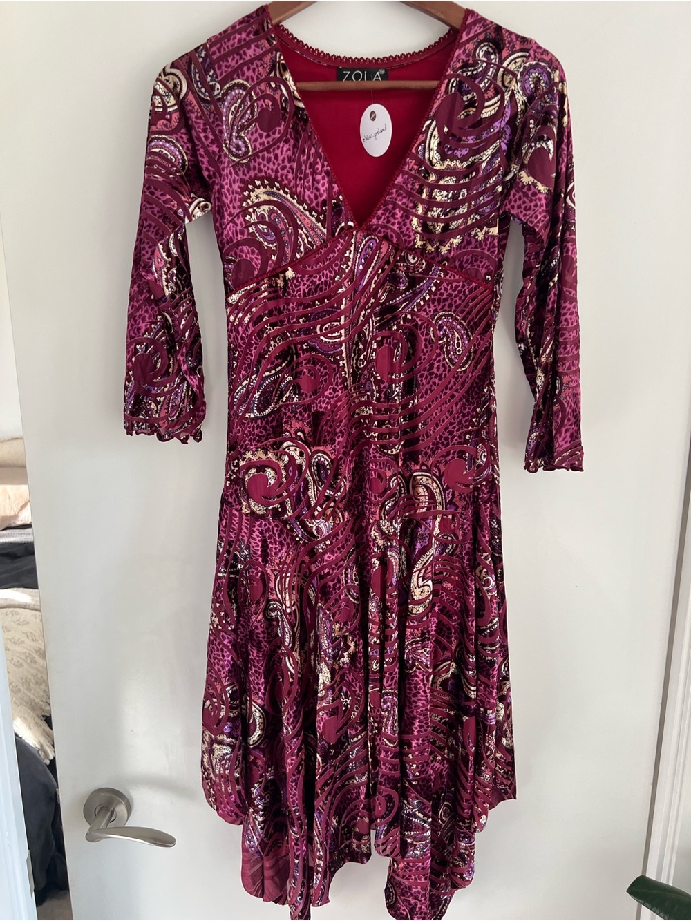 Zola Magenta Paisley Asymmetrical Dress